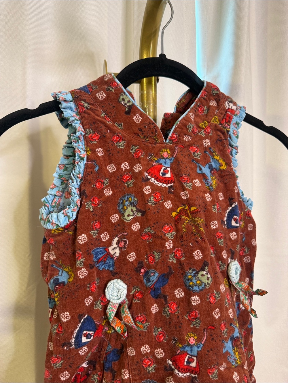 Oilily Vintage Girls 3-4 Little Red Riding Hood Rust Corduroy Sleeveless Dress - Picture 3 of 7